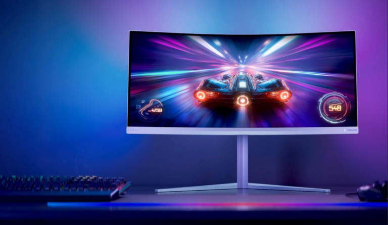 Philips Evnia 34M2C5601QA идва с ултраширок извит екран, 200 Hz, AI-подобрена Ambiglow и USB-C